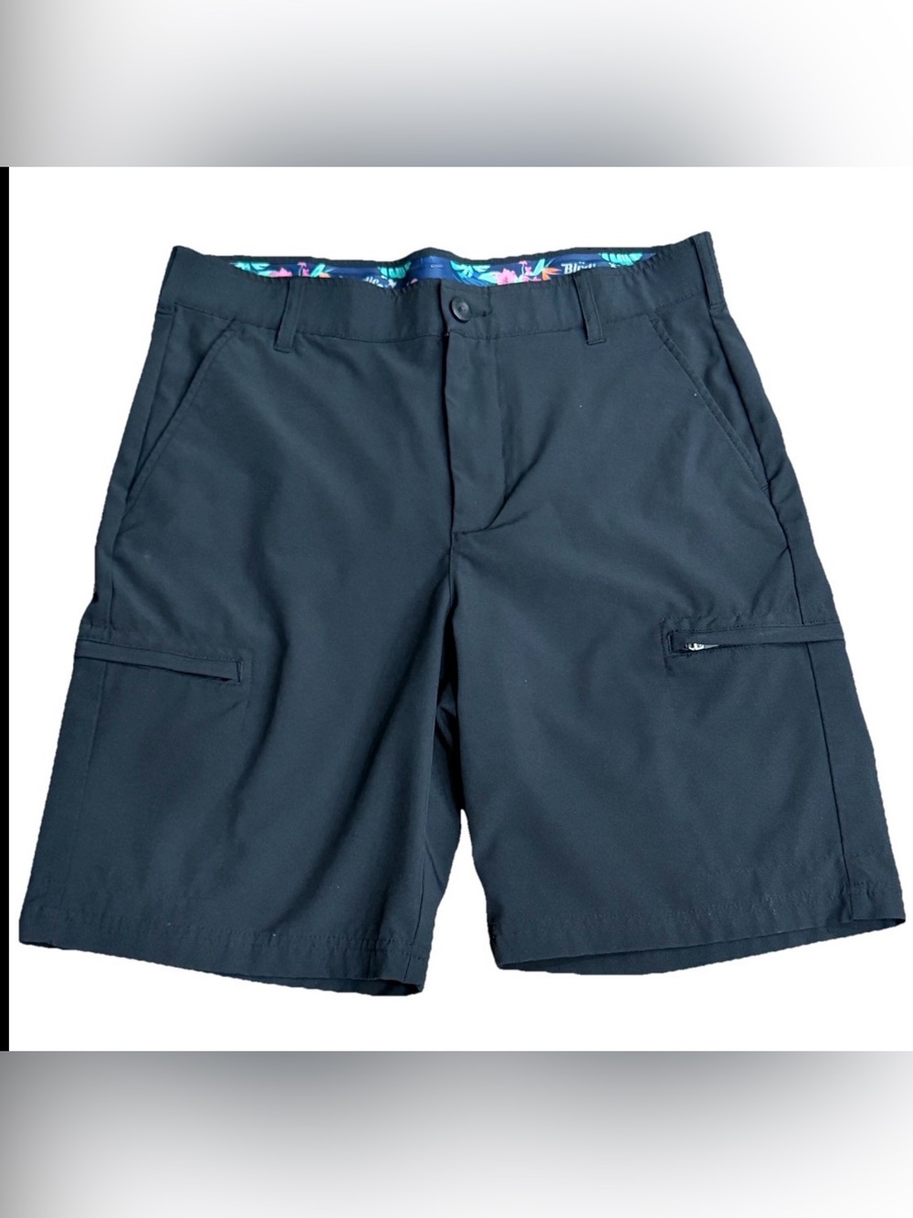 Birdie Bound Golf‎ Cargo Shorts Men’s 32 (33x8.5”) Flat Front Black Stretch Golf